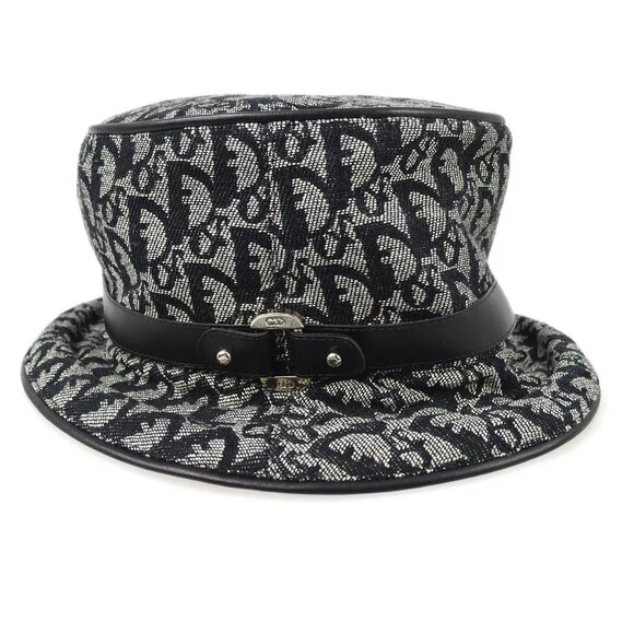 Christian Dior Black Gray Trotter Hat DVC04001 #57 Small Good - Picture 2 of 11